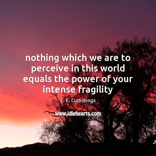 Nothing which we are to perceive in this world equals the power of your intense fragility E. E. Cummings Picture Quote