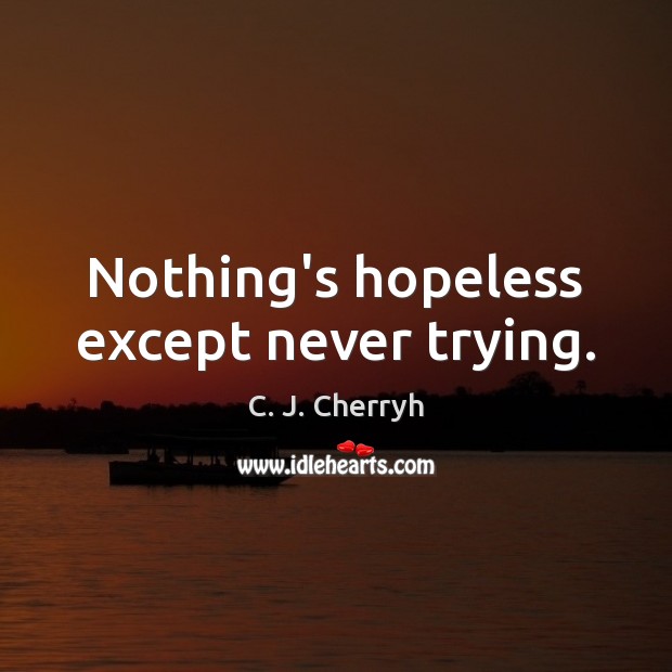 Nothing’s hopeless except never trying. Image