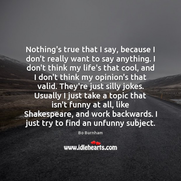 Nothing’s true that I say, because I don’t really want to say Cool Quotes Image