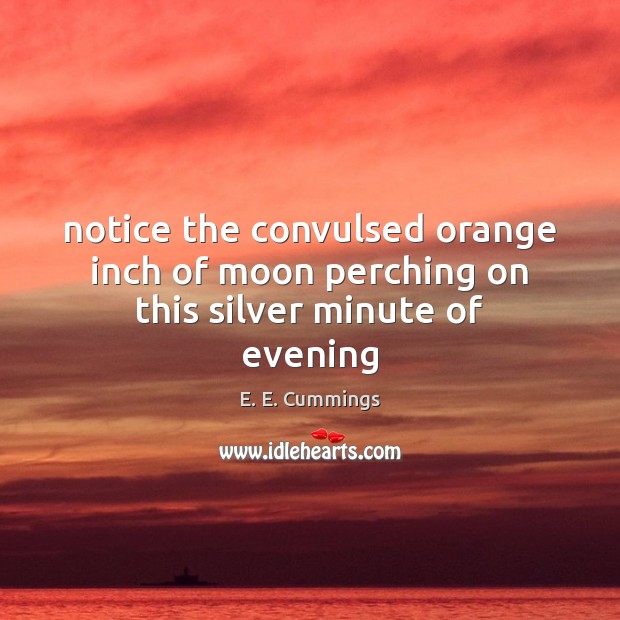 Notice the convulsed orange inch of moon perching on this silver minute of evening E. E. Cummings Picture Quote