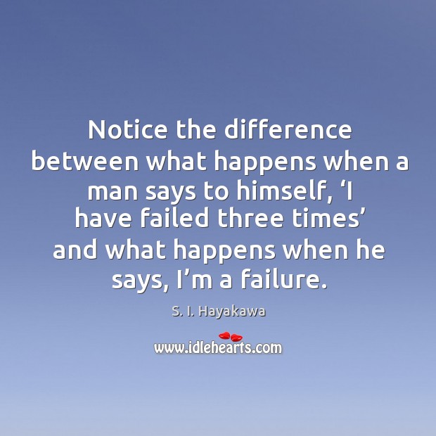 Notice the difference between what happens when a man says to himself Failure Quotes Image