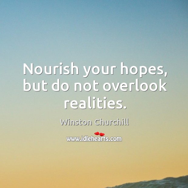 Nourish your hopes, but do not overlook realities. Image