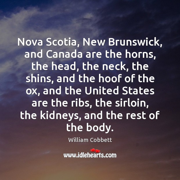 Nova Scotia, New Brunswick, and Canada are the horns, the head, the Image