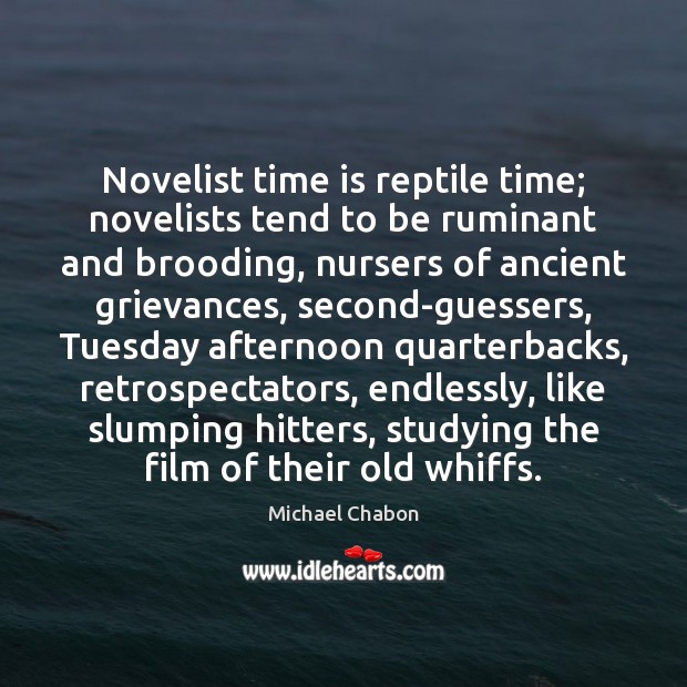 Novelist time is reptile time; novelists tend to be ruminant and brooding, Image