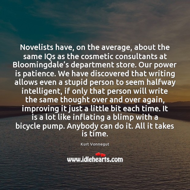 Novelists have, on the average, about the same IQs as the cosmetic Power Quotes Image