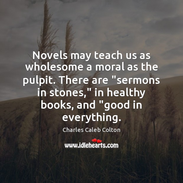 Novels may teach us as wholesome a moral as the pulpit. There Charles Caleb Colton Picture Quote