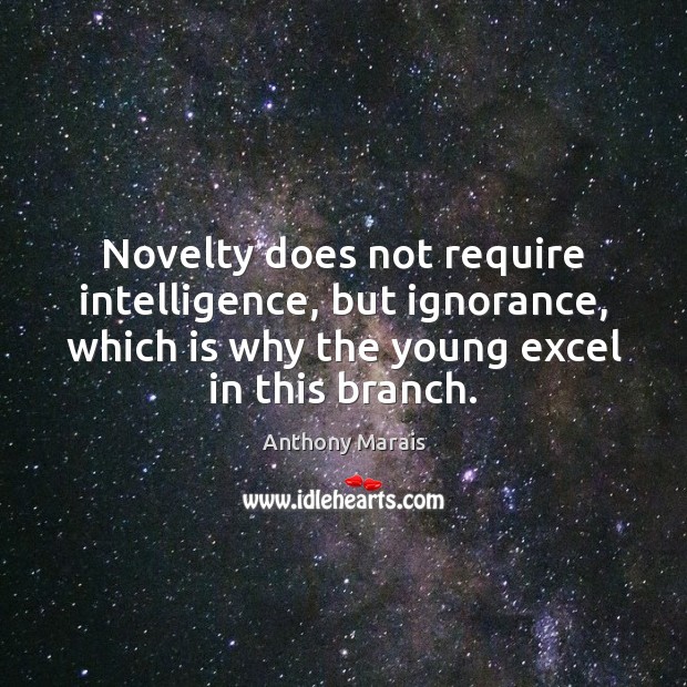 Novelty does not require intelligence, but ignorance, which is why the young Anthony Marais Picture Quote
