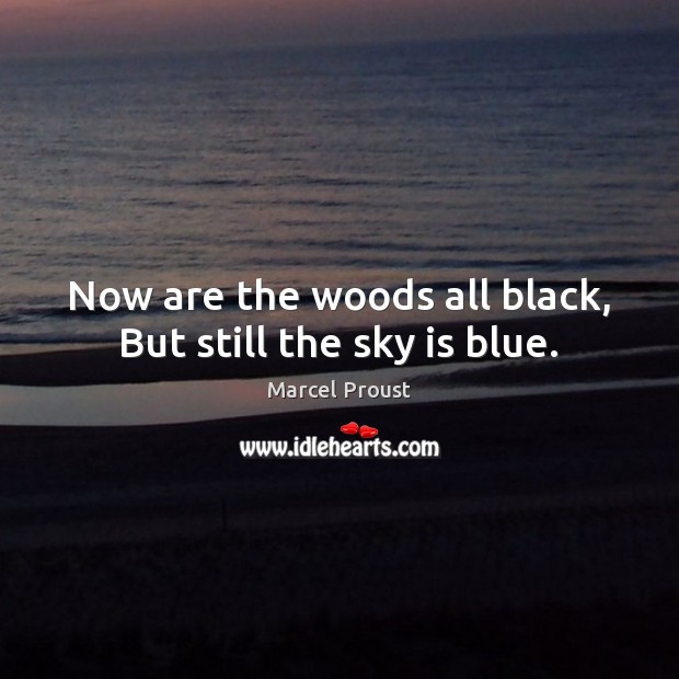 Now are the woods all black, But still the sky is blue. Marcel Proust Picture Quote