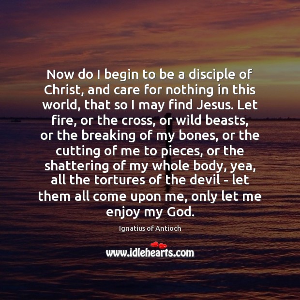 Now do I begin to be a disciple of Christ, and care Ignatius of Antioch Picture Quote
