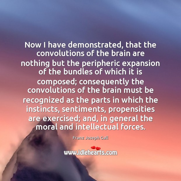 Now I have demonstrated, that the convolutions of the brain are nothing Franz Joseph Gall Picture Quote