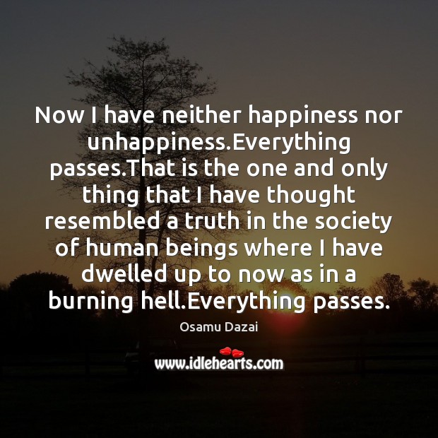 Now I have neither happiness nor unhappiness.Everything passes.That is the Image