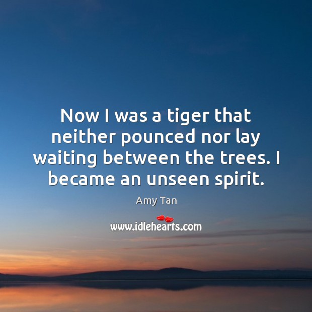 Now I was a tiger that neither pounced nor lay waiting between Amy Tan Picture Quote