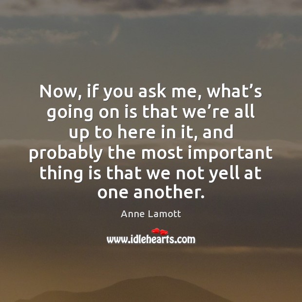 Now, if you ask me, what’s going on is that we’ Anne Lamott Picture Quote