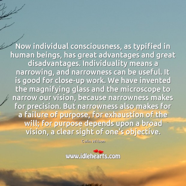 Now individual consciousness, as typified in human beings, has great advantages and Image