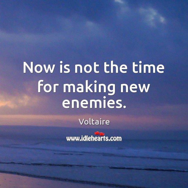 Now is not the time for making new enemies. Voltaire Picture Quote
