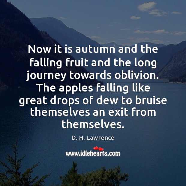 Now it is autumn and the falling fruit and the long journey D. H. Lawrence Picture Quote