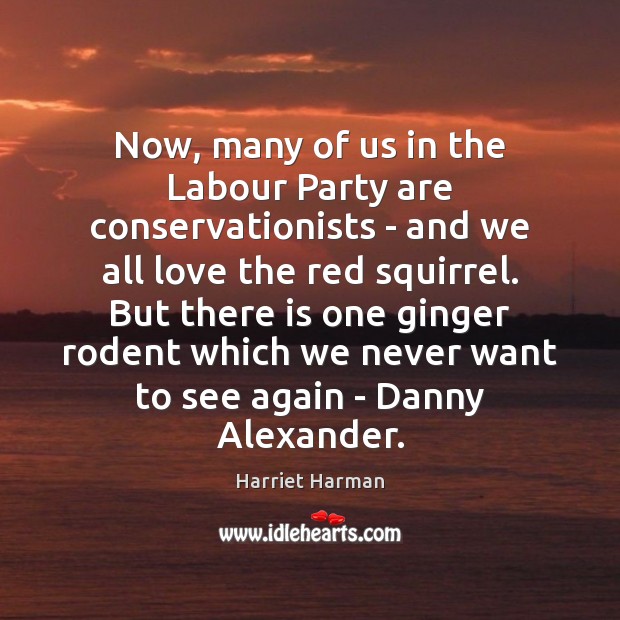 Now, many of us in the Labour Party are conservationists – and Harriet Harman Picture Quote