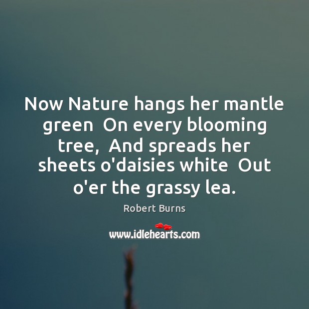Now Nature hangs her mantle green  On every blooming tree,  And spreads Robert Burns Picture Quote