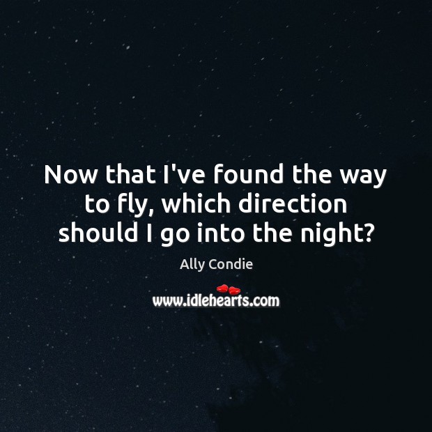 Now that I’ve found the way to fly, which direction should I go into the night? Ally Condie Picture Quote