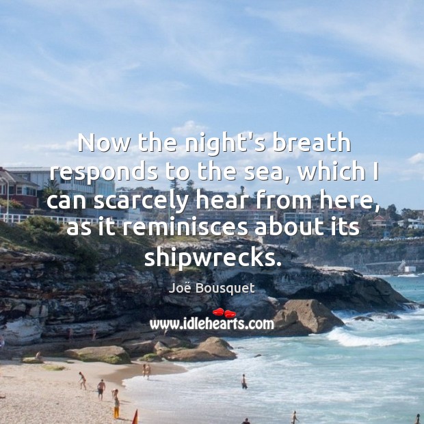 Now the night’s breath responds to the sea, which I can scarcely Joë Bousquet Picture Quote
