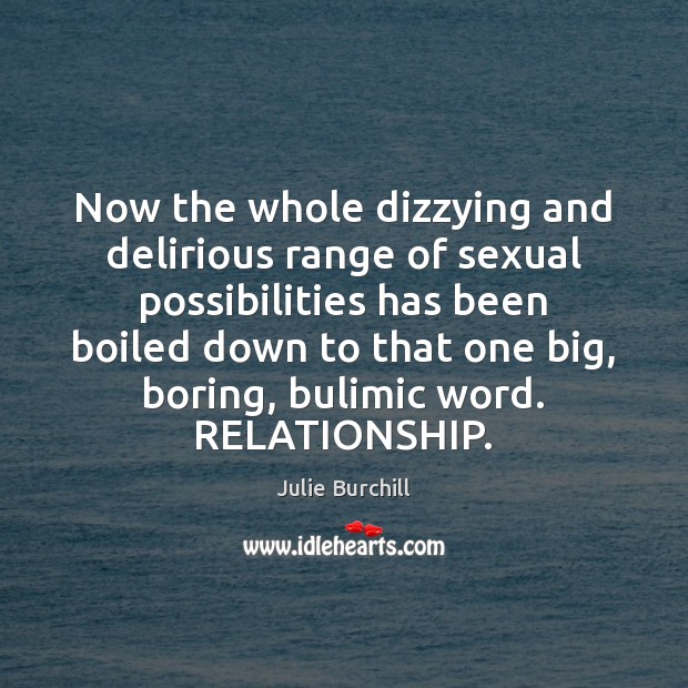 Now the whole dizzying and delirious range of sexual possibilities has been Julie Burchill Picture Quote