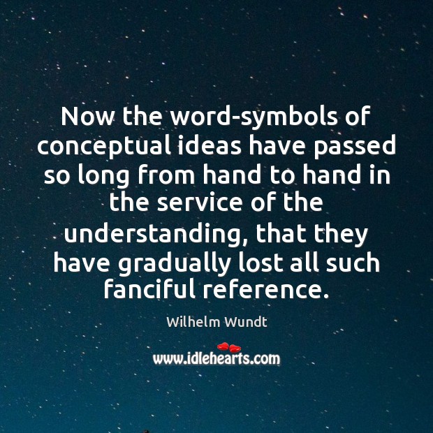 Now the word-symbols of conceptual ideas have passed so long from hand Wilhelm Wundt Picture Quote