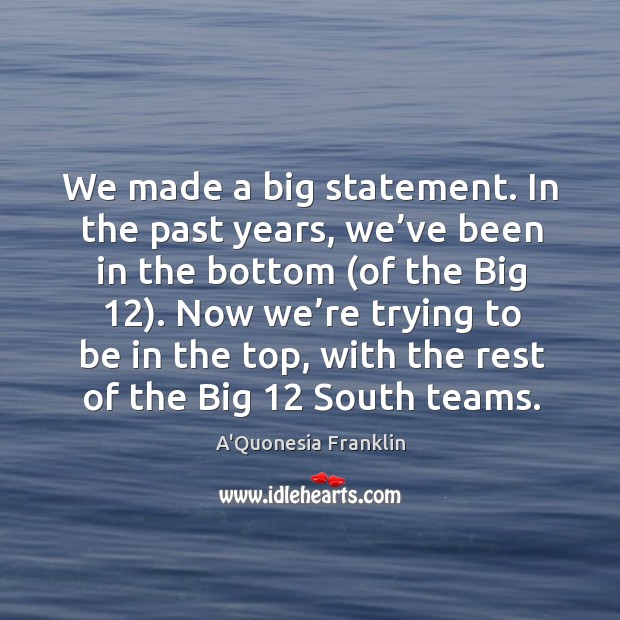 Now we’re trying to be in the top, with the rest of the big 12 south teams. Image