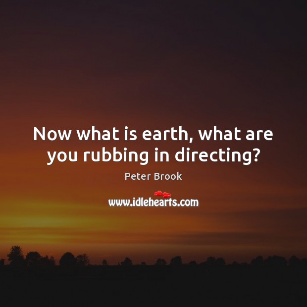 Now what is earth, what are you rubbing in directing? Peter Brook Picture Quote