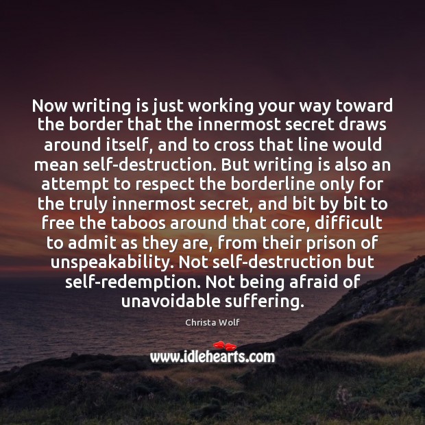 Now writing is just working your way toward the border that the Writing Quotes Image
