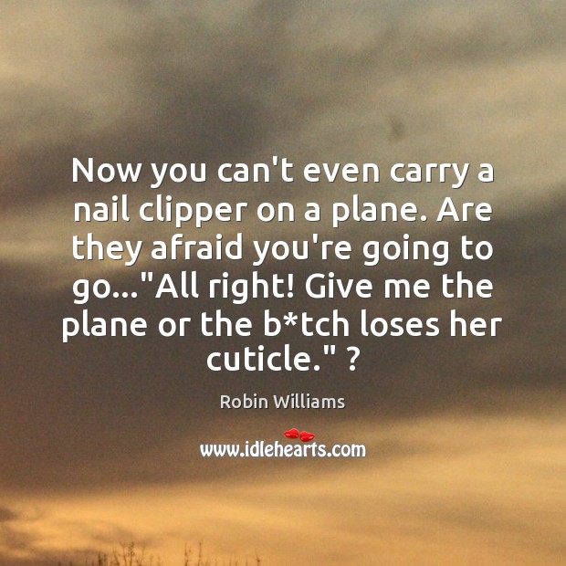 Now you can’t even carry a nail clipper on a plane. Are Robin Williams Picture Quote
