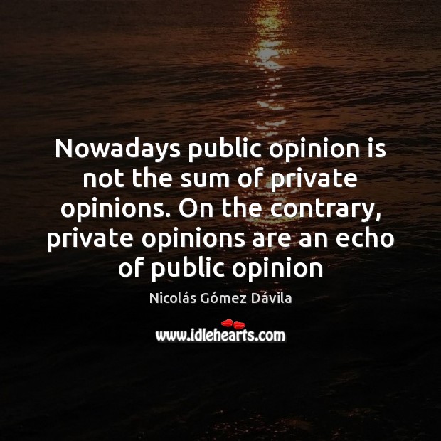Nowadays public opinion is not the sum of private opinions. On the Image