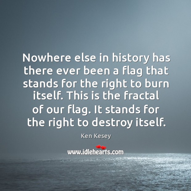 Nowhere else in history has there ever been a flag that stands for the right to burn itself. Image