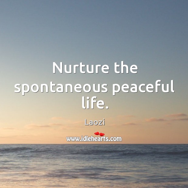 Nurture the spontaneous peaceful life. Laozi Picture Quote