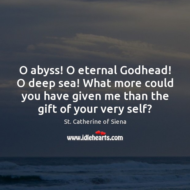 O abyss! O eternal Godhead! O deep sea! What more could you Image