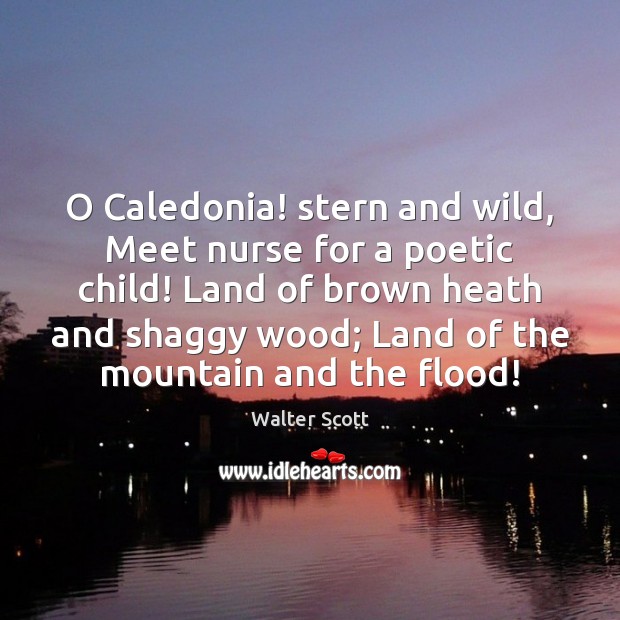 O Caledonia! stern and wild, Meet nurse for a poetic child! Land Walter Scott Picture Quote
