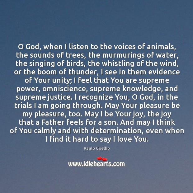 O God, when I listen to the voices of animals, the sounds Determination Quotes Image