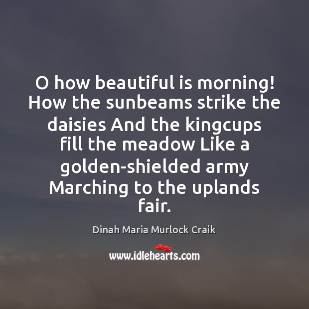 O how beautiful is morning! How the sunbeams strike the daisies And Dinah Maria Murlock Craik Picture Quote