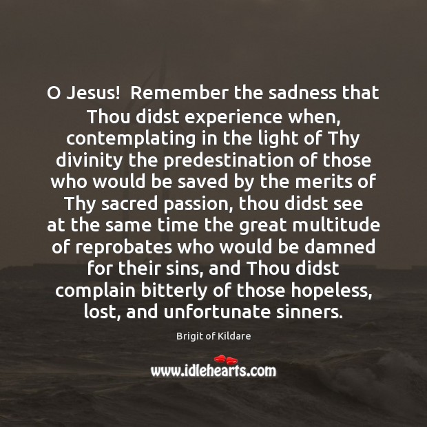O Jesus!  Remember the sadness that Thou didst experience when, contemplating in Image