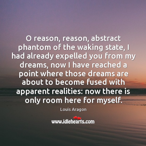 O reason, reason, abstract phantom of the waking state, I had already expelled you from my dreams Image