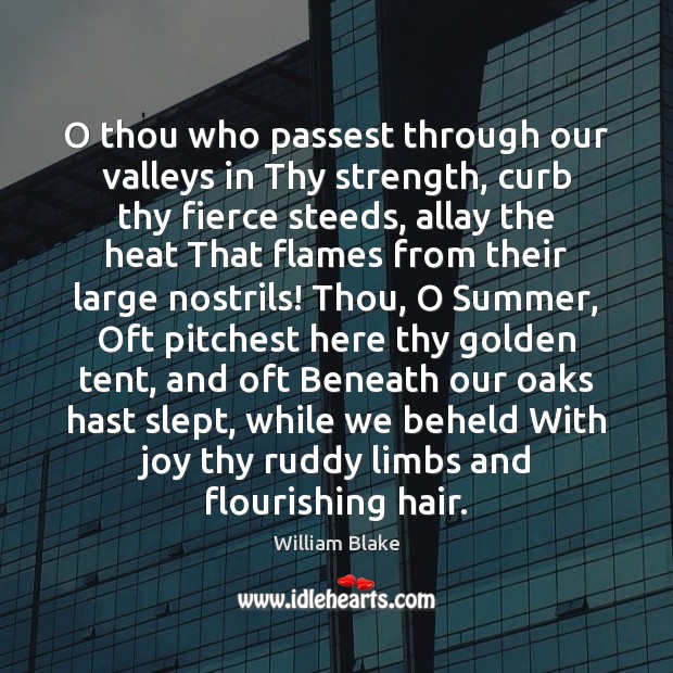 O thou who passest through our valleys in Thy strength, curb thy William Blake Picture Quote