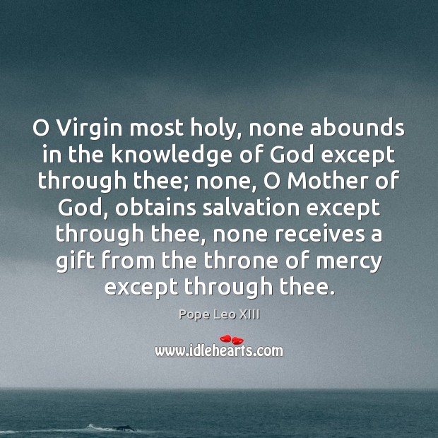 O Virgin most holy, none abounds in the knowledge of God except Image