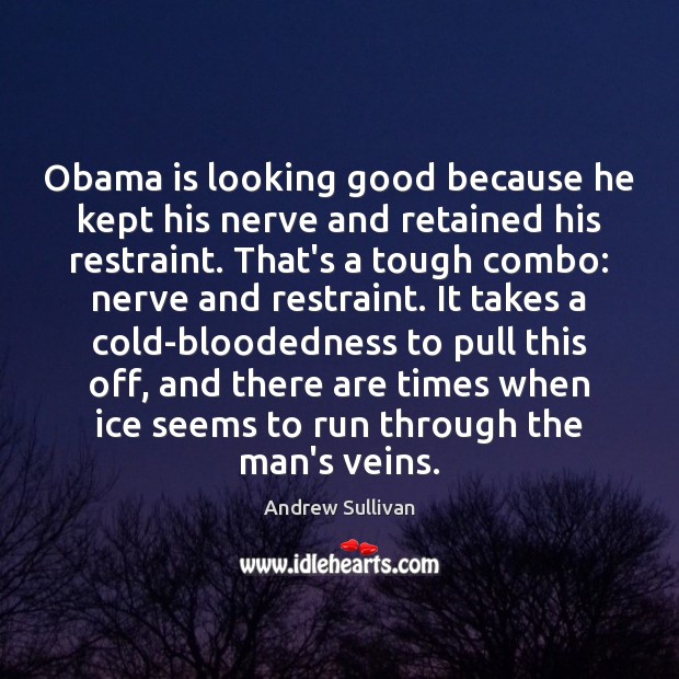 Obama is looking good because he kept his nerve and retained his Andrew Sullivan Picture Quote