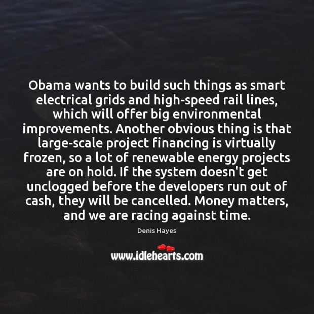 Obama wants to build such things as smart electrical grids and high-speed Denis Hayes Picture Quote