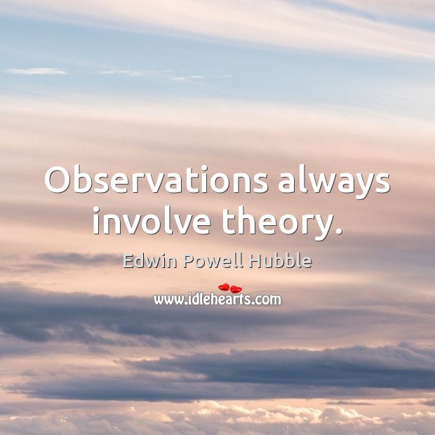 Observations always involve theory. Edwin Powell Hubble Picture Quote
