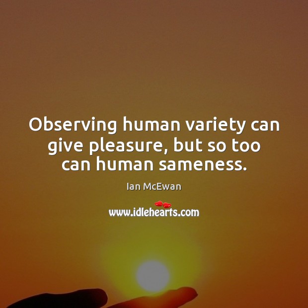 Observing human variety can give pleasure, but so too can human sameness. 