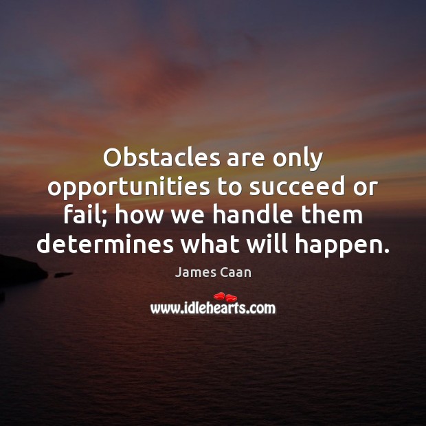 Obstacles are only opportunities to succeed or fail; how we handle them 