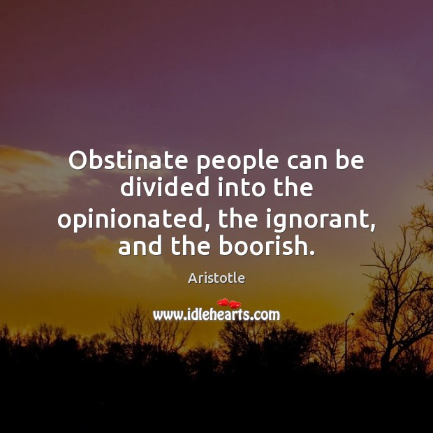 Obstinate people can be divided into the opinionated, the ignorant, and the boorish. Image