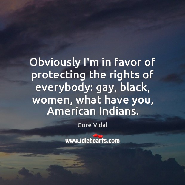 Obviously I’m in favor of protecting the rights of everybody: gay, black, Image