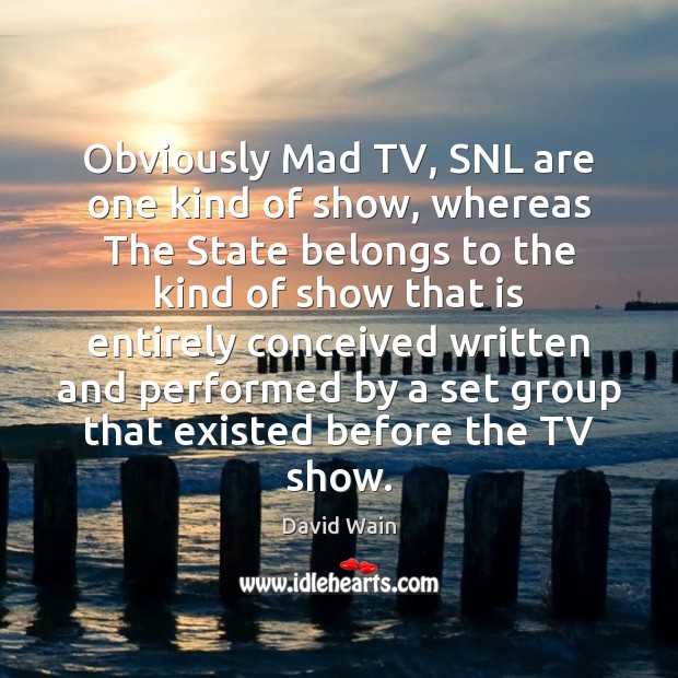 Obviously Mad TV, SNL are one kind of show, whereas The State David Wain Picture Quote