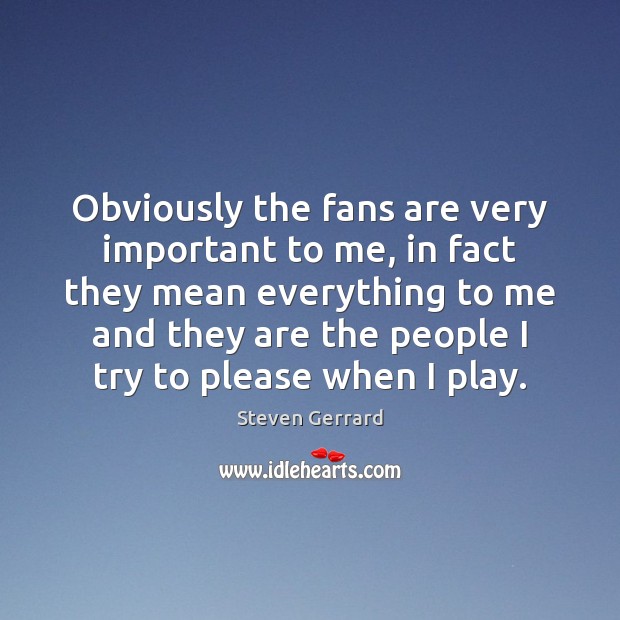 Obviously the fans are very important to me, in fact they mean Steven Gerrard Picture Quote